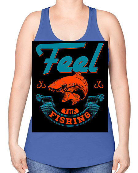 feel the fishing png 60# - shark-fish -Racerback Tank