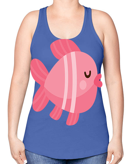 fish 53# - shark-fish -Racerback Tank
