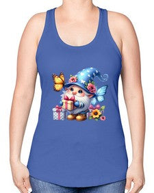 gnome with butterfly 03# - gnome -Racerback Tank