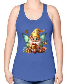 gnome with butterfly 07# - gnome -Racerback Tank