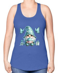 gnome with butterfly 10# - gnome -Racerback Tank