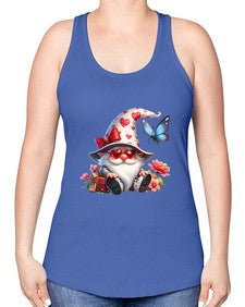 gnome with butterfly 13# - gnome -Racerback Tank
