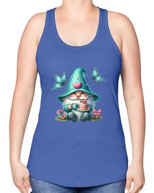 gnome with butterfly 14# - gnome -Racerback Tank