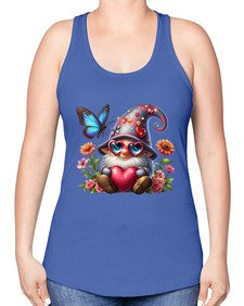 gnome with butterfly 17# - gnome -Racerback Tank