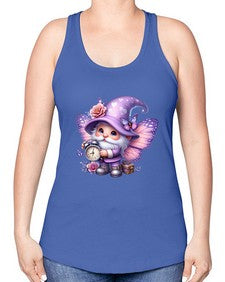 gnome with butterfly 18# - gnome -Racerback Tank
