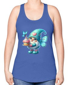 gnome with butterfly 20# - gnome -Racerback Tank