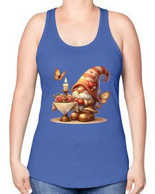 gnome with butterfly 21# - gnome -Racerback Tank