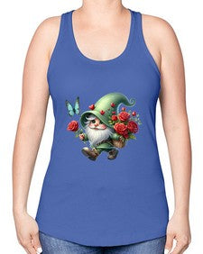 gnome with butterfly 24# - gnome -Racerback Tank
