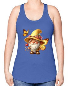 gnome with butterfly 27# - gnome -Racerback Tank