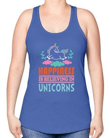 happiness is believing in unicorns 152# - unicorn -Racerback Tank