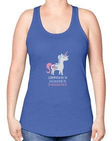 happiness is believing in unicorns 158# - unicorn -Racerback Tank