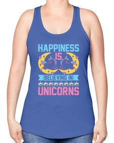 happiness is believing in unicorns 164# - unicorn -Racerback Tank