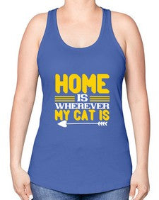 home is wherever my cat is Style 50# - cats -Racerback Tank