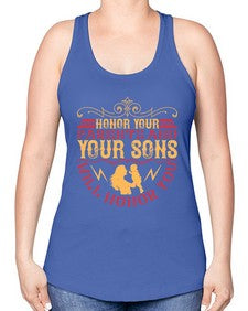 honor your parents and your sons will honor you 282# - parents day -Racerback Tank