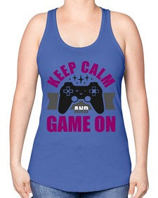 keep calm and game on 132# - video games -Racerback Tank