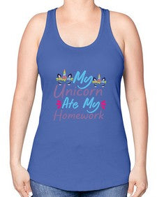 my unicorn ate my homework 318# - unicorn -Racerback Tank