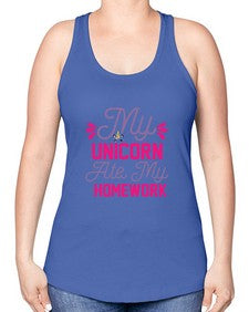 my unicorn ate my homework 324# - unicorn -Racerback Tank