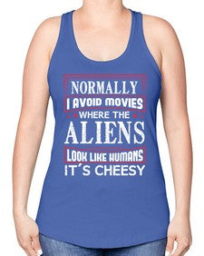 normally i avoid movies where aliens look human 35# - ufo -Racerback Tank