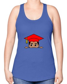 peekaboo afro puffs grad boy 20# - black boys or men -Racerback Tank