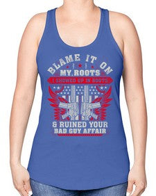 veteran showed up in boots 1198# - western -Racerback Tank