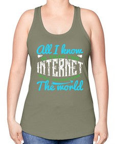 All I know is that the Internet will transform the world 68# - internet -Racerback Tank