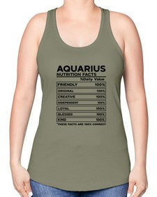 Aquarius Nutrition Facts 67# - aquarius -Racerback Tank