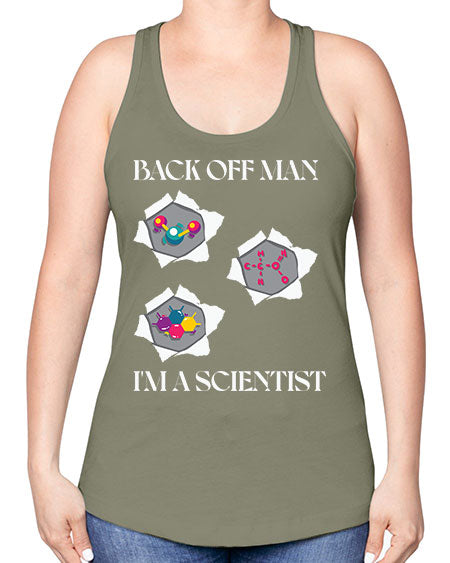 BackOffManImAScientistSkinite Scientist Skinite 289# - general science -Racerback Tank