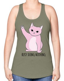 Busy Doing Nothing - cats -Racerback Tank