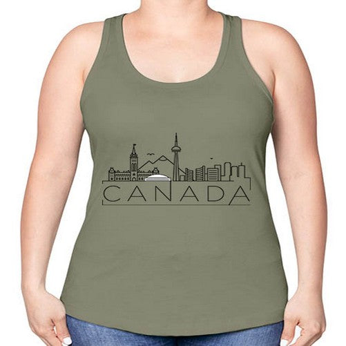 Canada Minimal Skyline 541# - cities -Racerback Tank