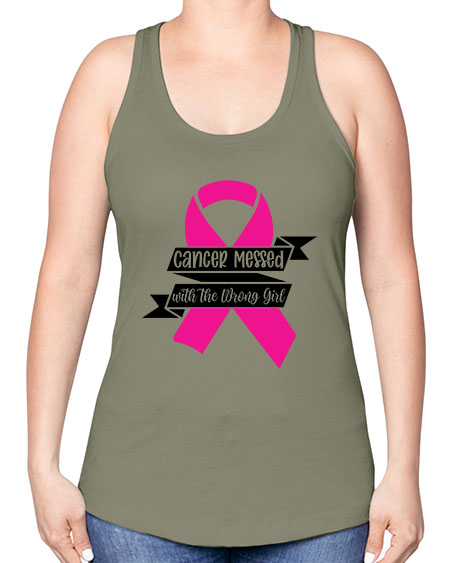 Cancer Messed with the Wrong Girl 30# - breast cancer -Racerback Tank