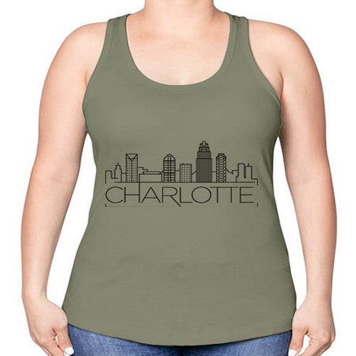 Charlotte Minimal Skyline 557# - cities -Racerback Tank