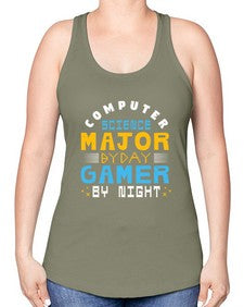 Computer science major by day gamer by night 6# - computer -Racerback Tank