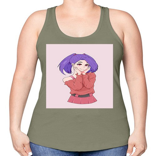 Cute girl with cute pose 138# - anime -Racerback Tank