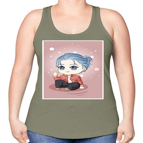 Cute little boy silver hair 78# - anime -Racerback Tank