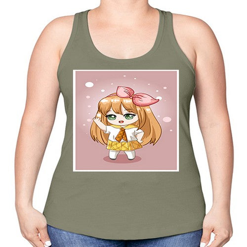 Cute little girl yellow hair wearing uniform 130# - anime -Racerback Tank