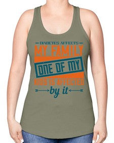 Diabetes affects my family One of my kids is affected by it Style 4# - diabetes -Racerback Tank