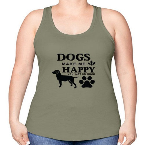 Dogs Make Me Happy Style 44# - dogs -Racerback Tank