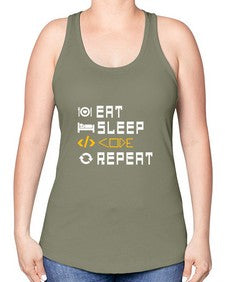 Eat sleep code repeat 49# - computer -Racerback Tank