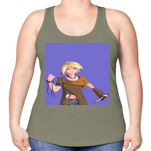 Girl hold knife 12# - anime -Racerback Tank