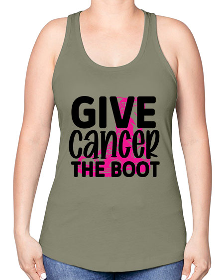 Give Cancer the Boot 25# - breast cancer -Racerback Tank