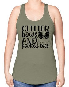 Glitter bows and pointed toes 130# - ballet -Racerback Tank