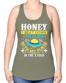 Honey i beat down an alien 4# - ufo -Racerback Tank