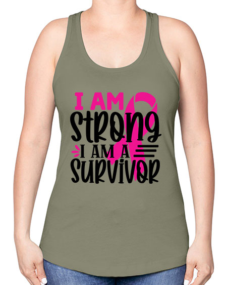 I Am Strong I Am a Survivor 19# - breast cancer -Racerback Tank