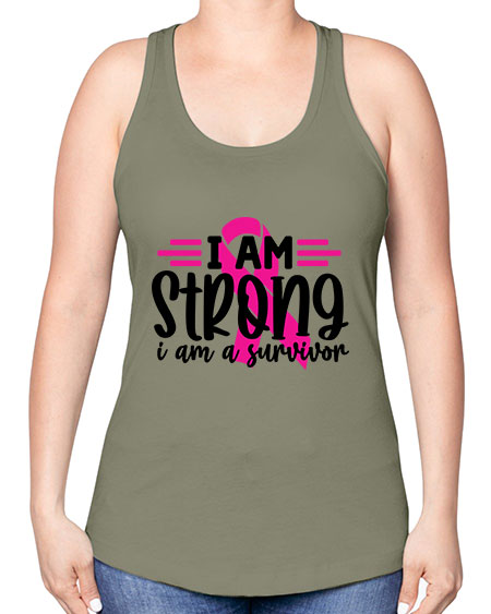 I Am Strong I Am a Survivor 20# - breast cancer -Racerback Tank