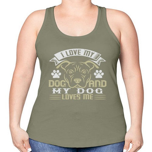 I Love My Dog and my Dog Loves me Style 191# - dogs -Racerback Tank