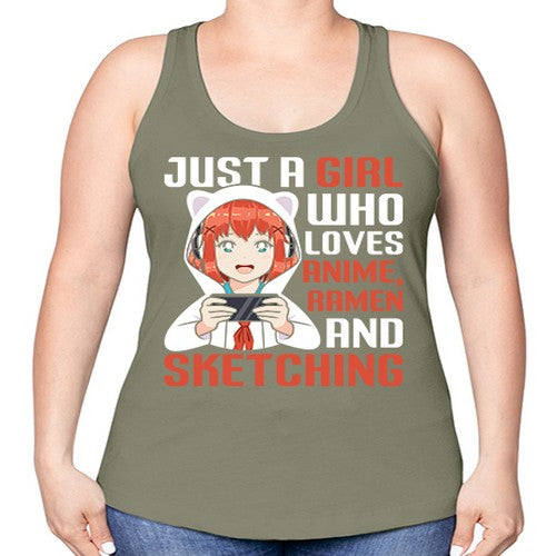 Just a girl who loves anime ramen and sketching260# - anime -Racerback Tank