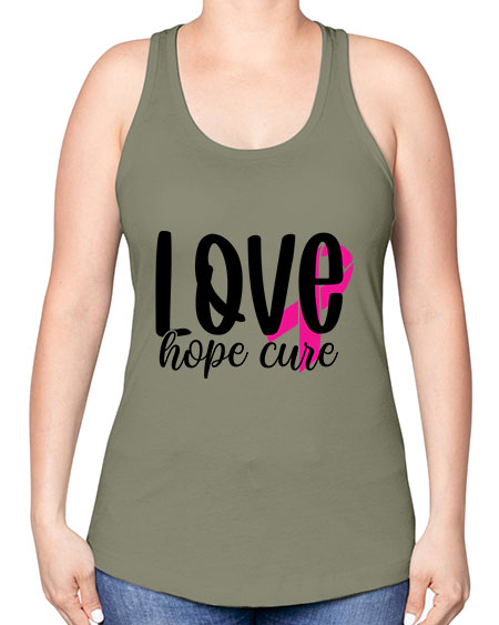 Love Hope Cure 13# - breast cancer -Racerback Tank