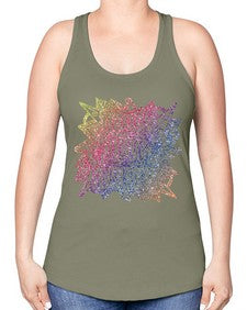 Mandala Teach Love Inspire Rainbow Glitter 762# - mandala -Racerback Tank