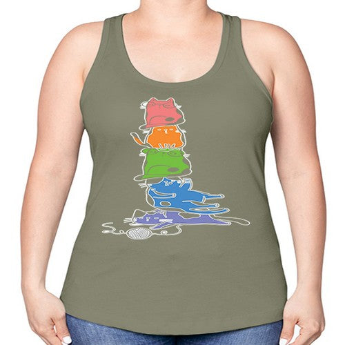 Pride Kawaii Cats Pile Cute Anime 277# - anime -Racerback Tank