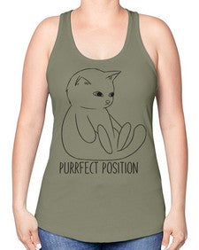 Purrfect Position - cats -Racerback Tank